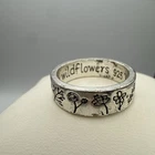 Vtg "YOU BELONG AMONG THE WILDFLOWERS" Sterling Silver Floral Ring Band size 8.5