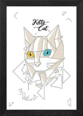 Kitty Cat Framed Wall Art Poster Canvas Print Picture