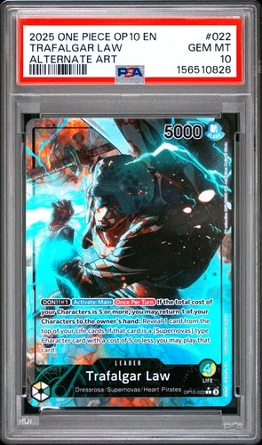 2025 ONE PIECE OP10-ROYAL BLOOD ALTERNATE ART #022 TRAFALGAR LAW PSA 10