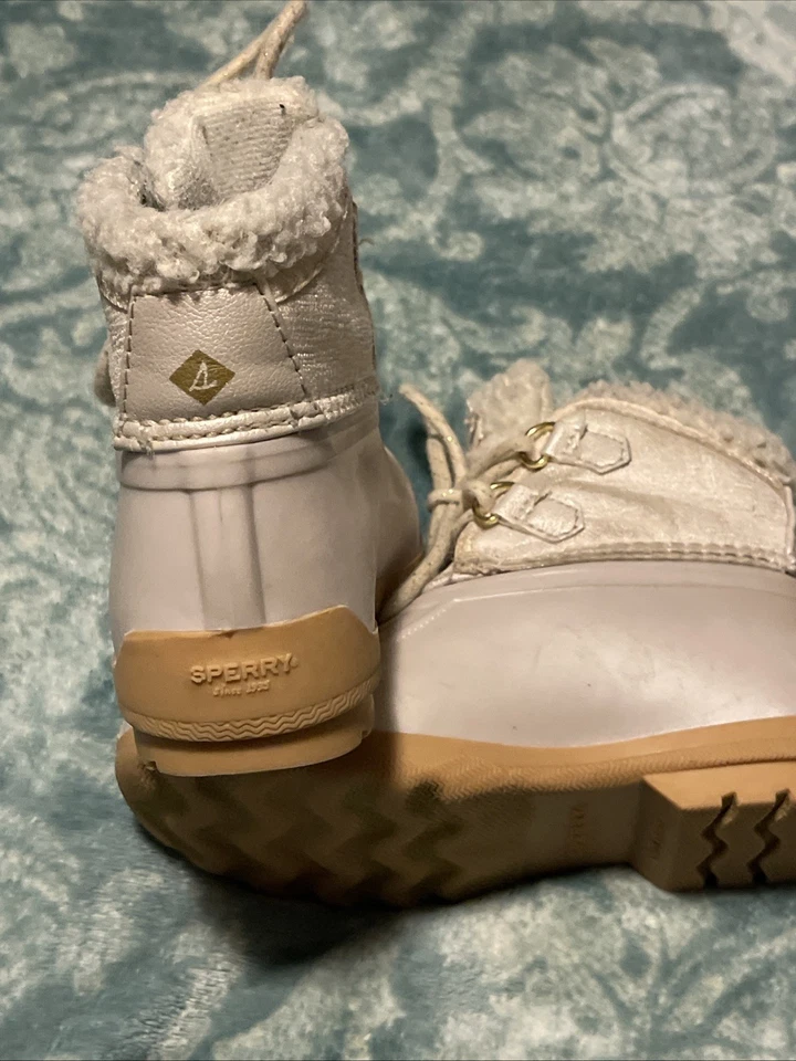 SPERRY Little Girl's 10M Port Alpine Boot Toddler White Shimmer Duck Boots - Image 2 of 4