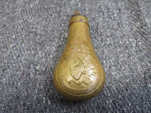 ORIGINAL CIVIL WAR ERA COLT TYPE PISTOL POWDER FLASK WITH PATRIOTIC EAGLE