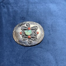 Vintage Native American Real Turquoise Belt Buckle.