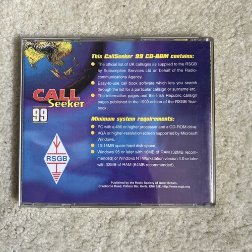 Rare Radio Amateur Call Seeker 99 PC CD rom logiciel + RSGB Annuaire info WIN 95 - Photo 2/5