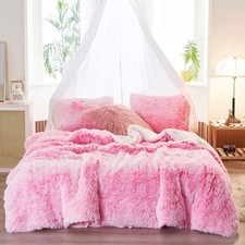 Joyreap 3-Piece Plush Shaggy Comforter Set, Full/Queen Size Luxury Faux Fur Sher