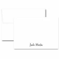 Personalized Script Black White Stationery Note Cards with Name (SETS OF 20)