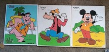Set Of 3 Vintage 1960s Wooden Playskool Puzzl...