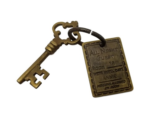 Long Branch 1882 Dodge City Brothel Room Solid Brass Tag & Key W/ Antique Finish - Picture 2 of 2