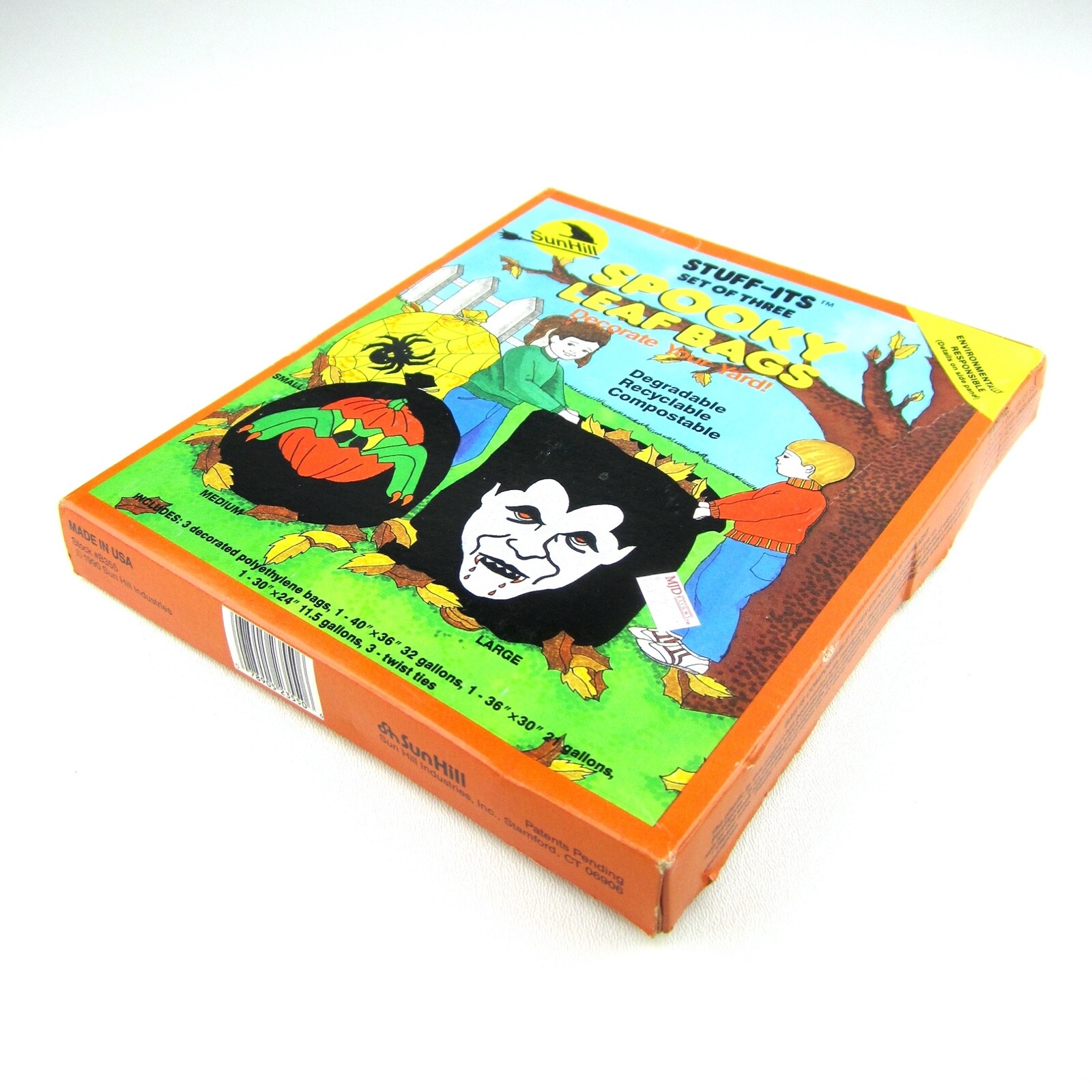 NOS Vintage Sun Hill Spooky Halloween Leaf Bags Stuff-Its Vampire Spider Pumpkin