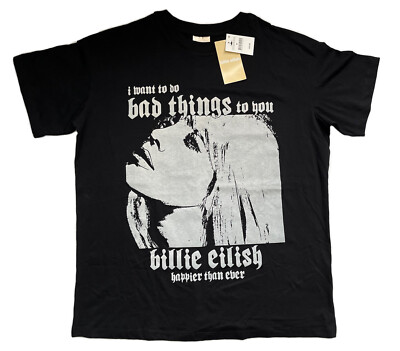 Billie Eilish Black TShirt Med Happier Than Ever I Want to do Bad Things to you