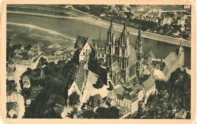 Meissen Germany Aerial View Cathedral Albrechtsburg Castle RPPC Postcard Unused