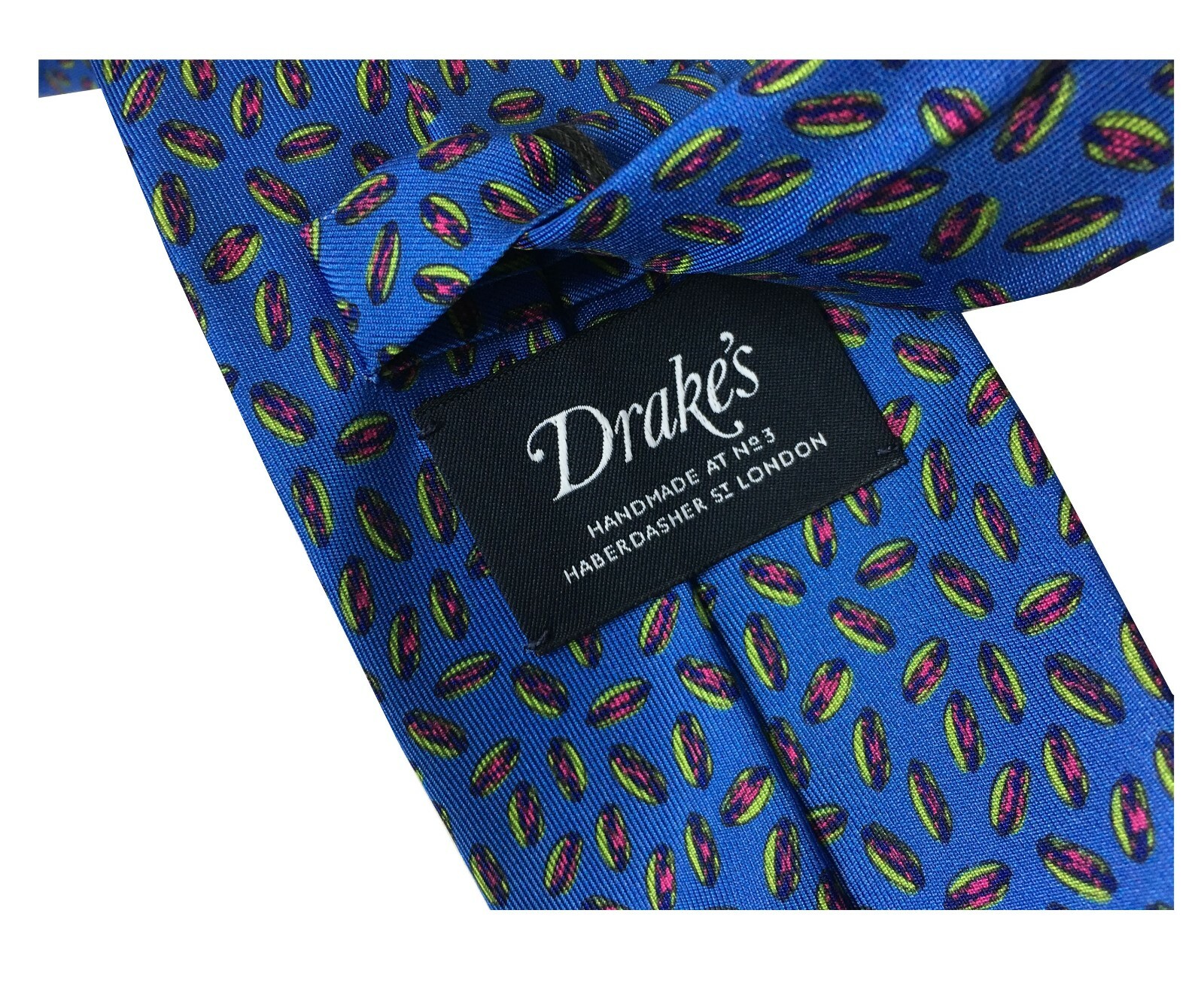 Краватта DRAKES LONDON cravatta 8 см, хот-дог сфондо Аззурро, СДЕЛАННЫЙ В АНГЛИИ