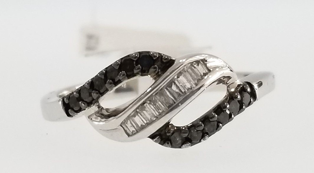 White Gold Black Diamond Fashion Right Hand Ring Anniversary
