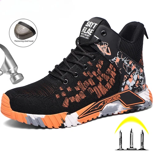 Stahlkappe Arbeit Sicherheitsstiefel Herren Outdoor Schuhe Pannensicher High Top Sneaker - Bild 3 von 32