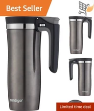 Travel Mug Stainless Steel 16 oz AUTOSEAL Spill-Proof Leak-Resistant Insulated