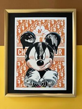DEATH NYC Hand Signed LRGE Print COA Framed 16x20in Angry Mickey Mouse Disney @/