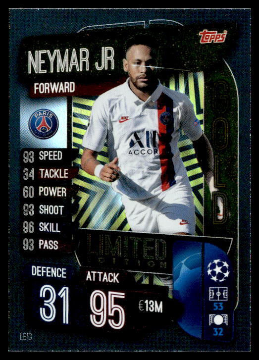 早い者勝ち 一枚100円 Jr.カード 2019-20 Topps Match Attax UEFA Champions League #LE1G Neymar Jr LE