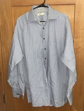 Michael Kors men  s button down dress shirt gray stripe size xl 17.5 