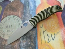 Spyderco Caribbean LC200N Sheepsfoot Plain Blade, Black/Yellow G10 Handle