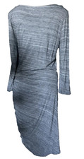 Banana Republic Womens Dress size L bodycon Gray 3/4 Sleeve Ruched Side Rayon