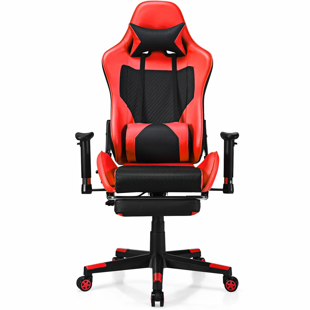 Gaming Chair With Footrest And Ergonomic Lumbar Massage Pillow Pu