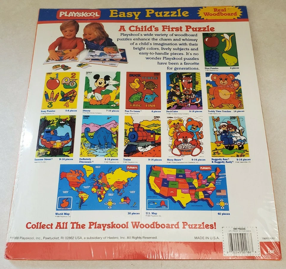 Playskool Easy Puzzle Real Woodboard VTG 1986 "Things That Begin With B" Sealed! - Image 3 of 3