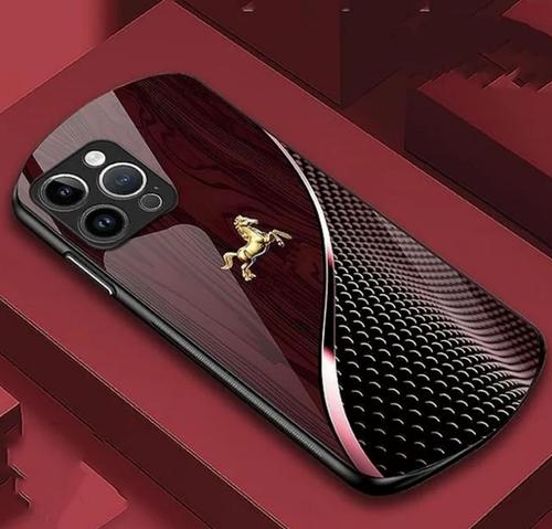 Personalisierte magnetische Hartglashülle Golden Pferd Holzmaserung für iPhone 16 - Bild 16 von 16