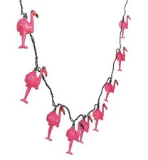 Tropical Pink Flamingo Light String Set - Plug In - Luau Party Tiki Bar Decor