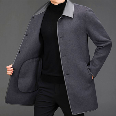 Men jacket double-sided cashmere coat men's mid-length lapel wool