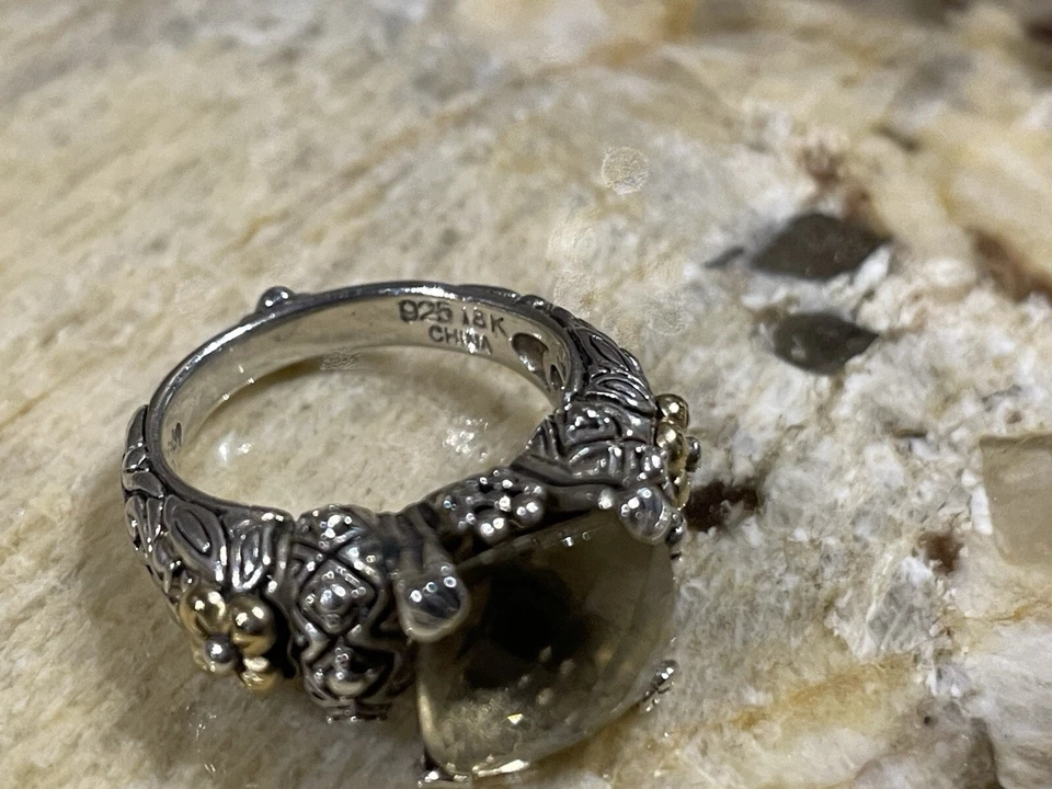 Barbara Bixby 黄水晶鸡尾酒戒指 纯银 18k 金色 尺寸 6.5 — 第 3/4 张图片