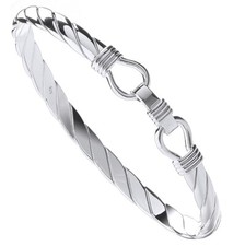 STERLING SILVER MEN'S / LADIES HEAVY HOOK BANGLE - SOLID 925 SILVER