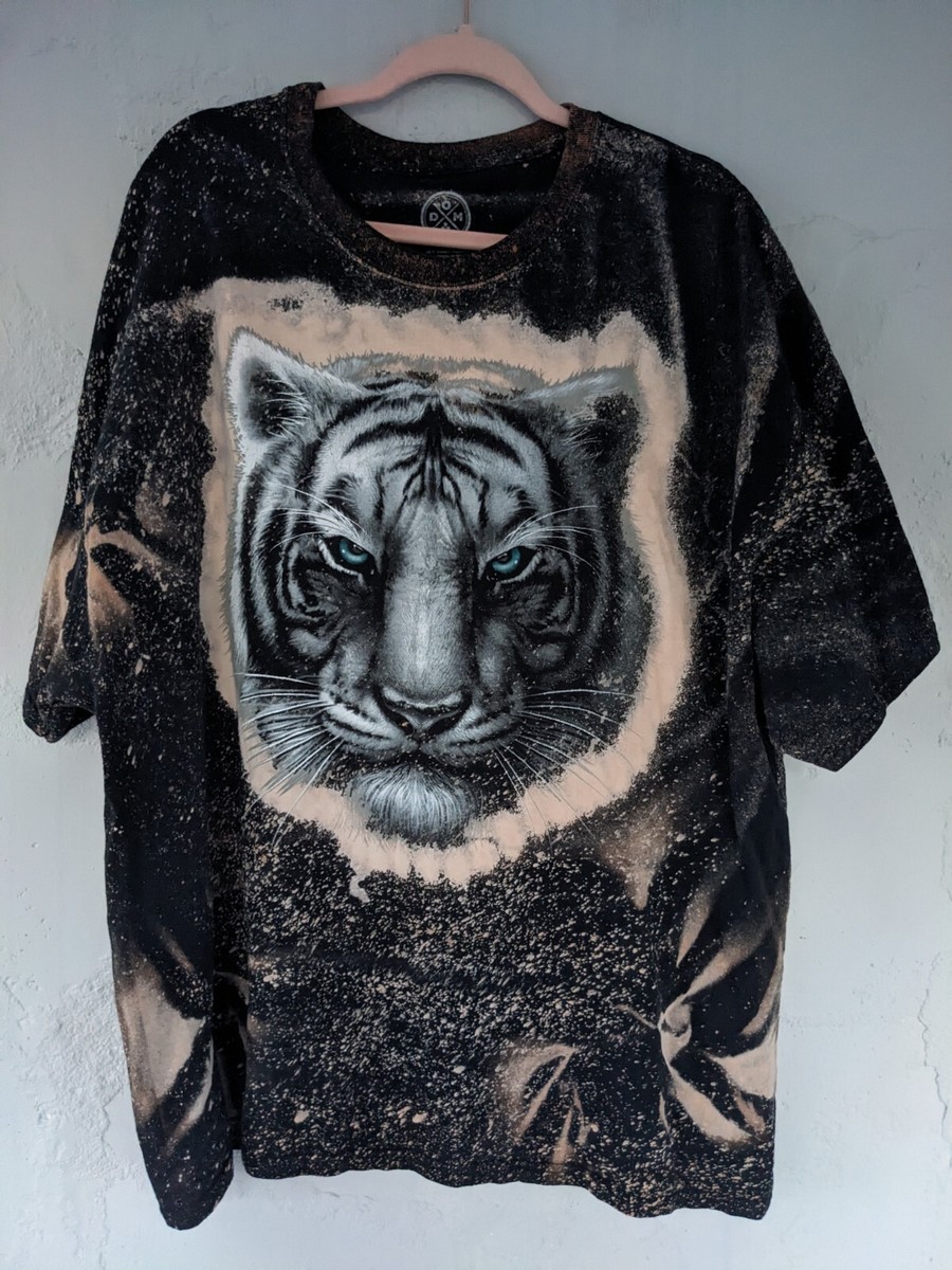 White Tiger Unisex 3XL DOM Bleach Tie Dye Crewneck T-SHIRT Animal