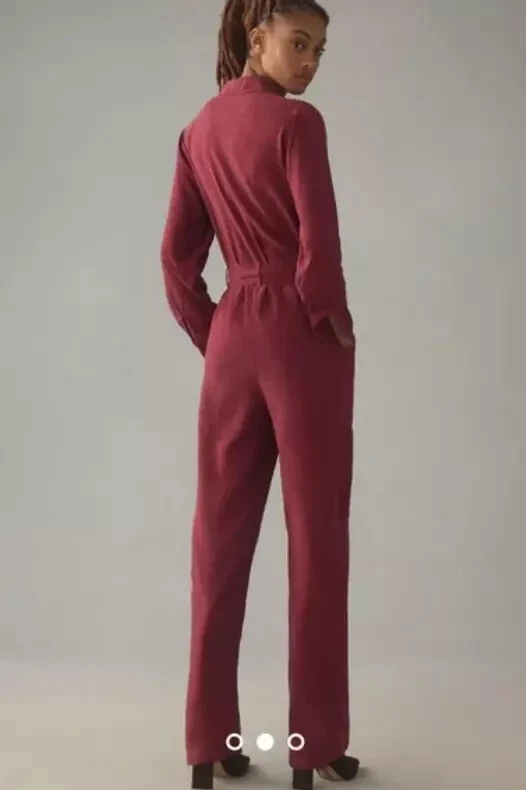 Mono utilitario Anthropologie de tela y piedra con cremallera frontal borgoña/marrón XL NUEVO CON ETIQUETAS Foto 2 de 4