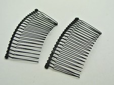 50 Black Metal Wire Hair Side Combs Clips 76X37mm for DIY Craft
