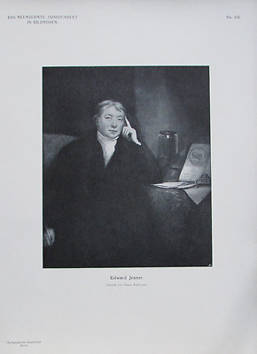 Edward Jenner - Originaldruck aus 1898 Porträt alter Druck old print 