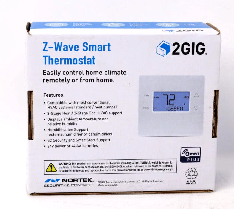 2GIG Z-Wave Thermostat, 2GIG-STZ-1 (White) New p355 - Image 3 of 3