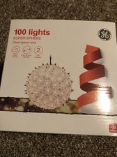 New GE Holiday/Wedding 100 Clear Lights Super Sphere Indoor/Outdoor Green Wire