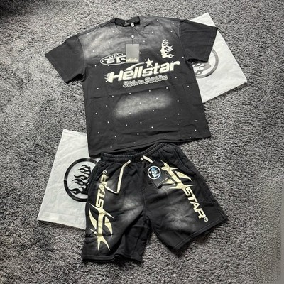 Hellstar Men's Black Death To Paradise Set XL Streetwear NWT Graphic Tee Shorts