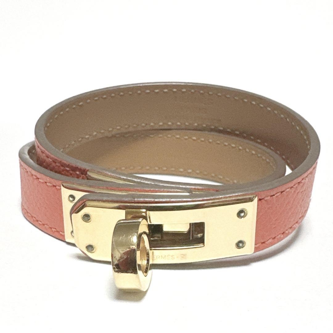Hermes Kelly Double Tour Pink Gold Bracelet 7in Excellent Pre-Owned No Box
