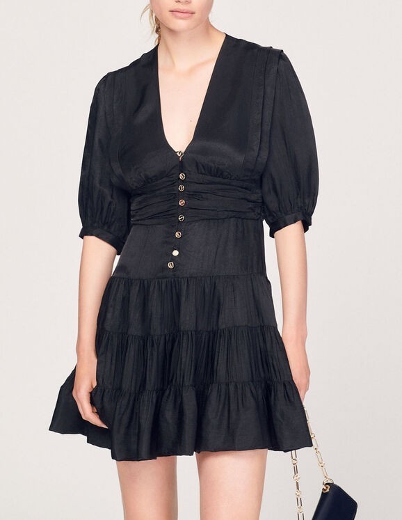 sandro fit and flare dress Sandro Short guipure lace dress