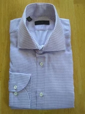 NWOT Ike Behar Pink White Check Spread Collar 16-35 Regular Fit  MSRP $225