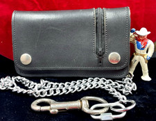 Genuine Leather Biker's Wallet 6 Pockets w/steel chain Motorcycle/Trucker