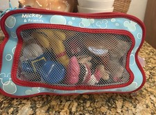 Disney Store Mickey Friends Bath Toy Set w/ Zipper Mesh Storage Pouch