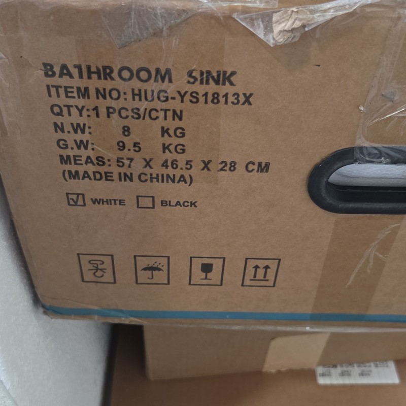 Hugsleek Ceramic Vessel Bathroom Sink Rectangular No Hole White 57x46.5cm