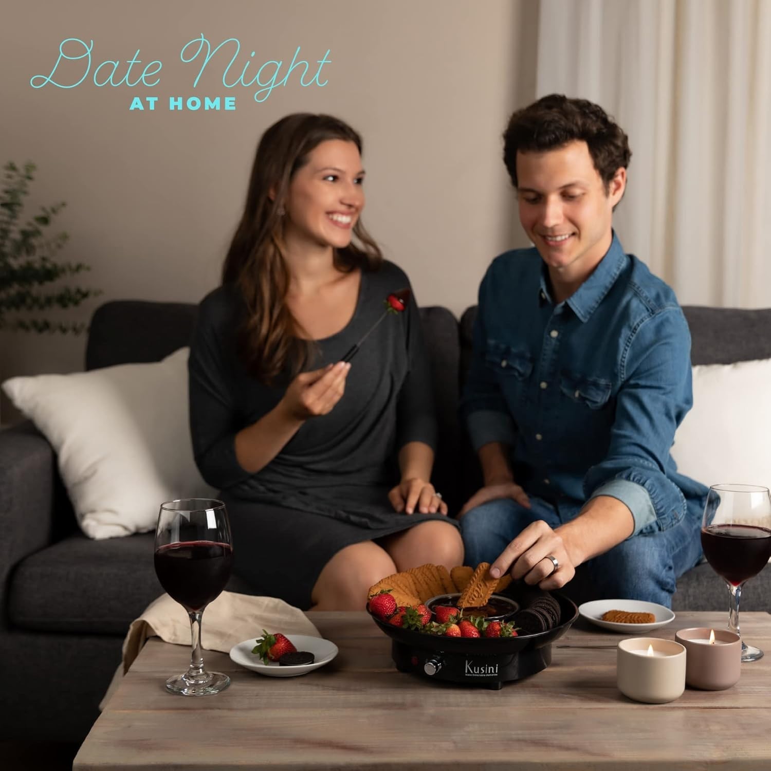 Electric Fondue Pot Set - Deluxe Chocolate Fondue Kit with 4 Forks & Trays