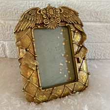Ornate GOLD GILT RESIN Picture Frame Rococo Floral Scrolls Baroque 3.5x5