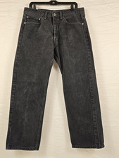 Levi s Men s 505 Regular Fit Straight Leg Black Denim Jeans Size 36 30 Red Tab