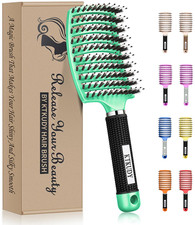 Detangling Brush Boar Bristles Hairbrush Make Hair Shiny  Healthier Curved and