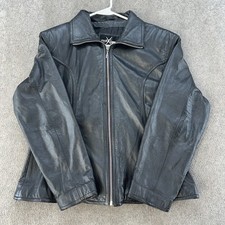 VTG Wilson Maxima Leather Jacket Womens Large Black Full Zip Lined Coat 90s