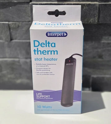 Delta Therm Stat Heater Aquarium Fish Tank 10 Watts Tropical Upto 12ltr Aquarium - Image 1 of 3