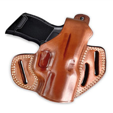 Masc Premium Leather Owb Three Slot Pancake Holster Thumb Break Fits P365 Micro